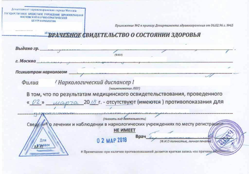 Медсправки от нарколога